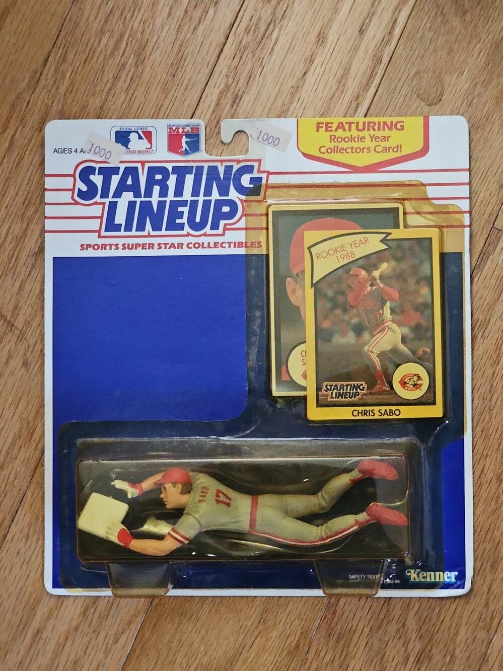 1990 Kenner Starting Lineup Chris Sabo Figure & 2 Cards (RC) - Factory Sealed